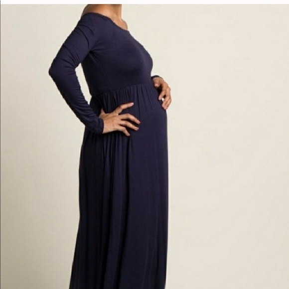 Navy pink blush maxi dress medium - Picture 2 of 2